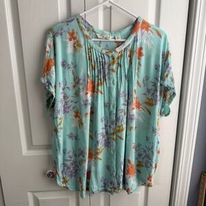 Caffe Marrahesh floral crinkle blouse size XL